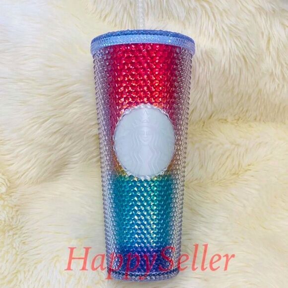 Starbucks Tumbler Studded Rainbow Pride Ombre Venti Cold Cup Straw Rare New